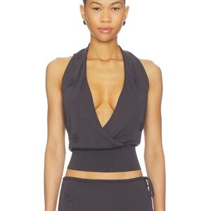 With Jean Black Halter Top